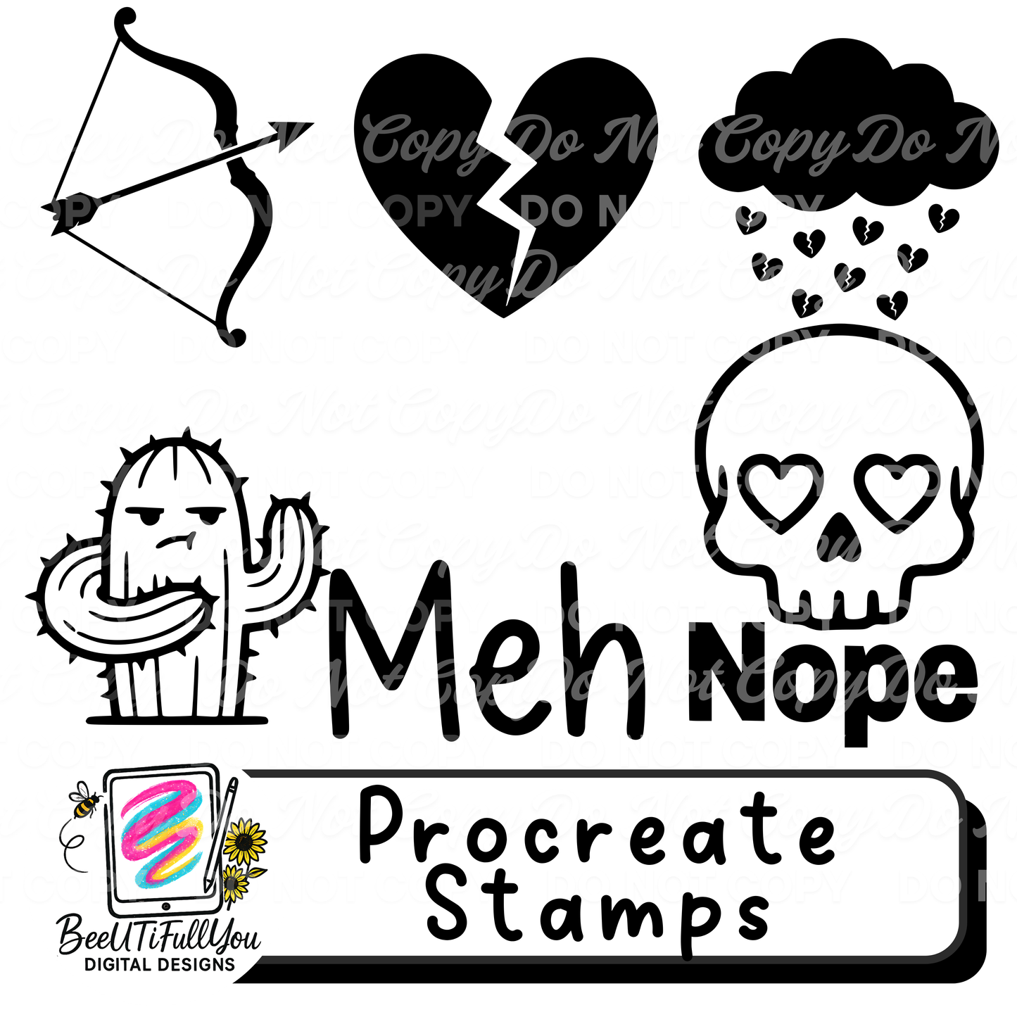 Valentine Procreate Stamp Bundle | Decorative Overlay Stamps for Procreate | Love & Heart Elements