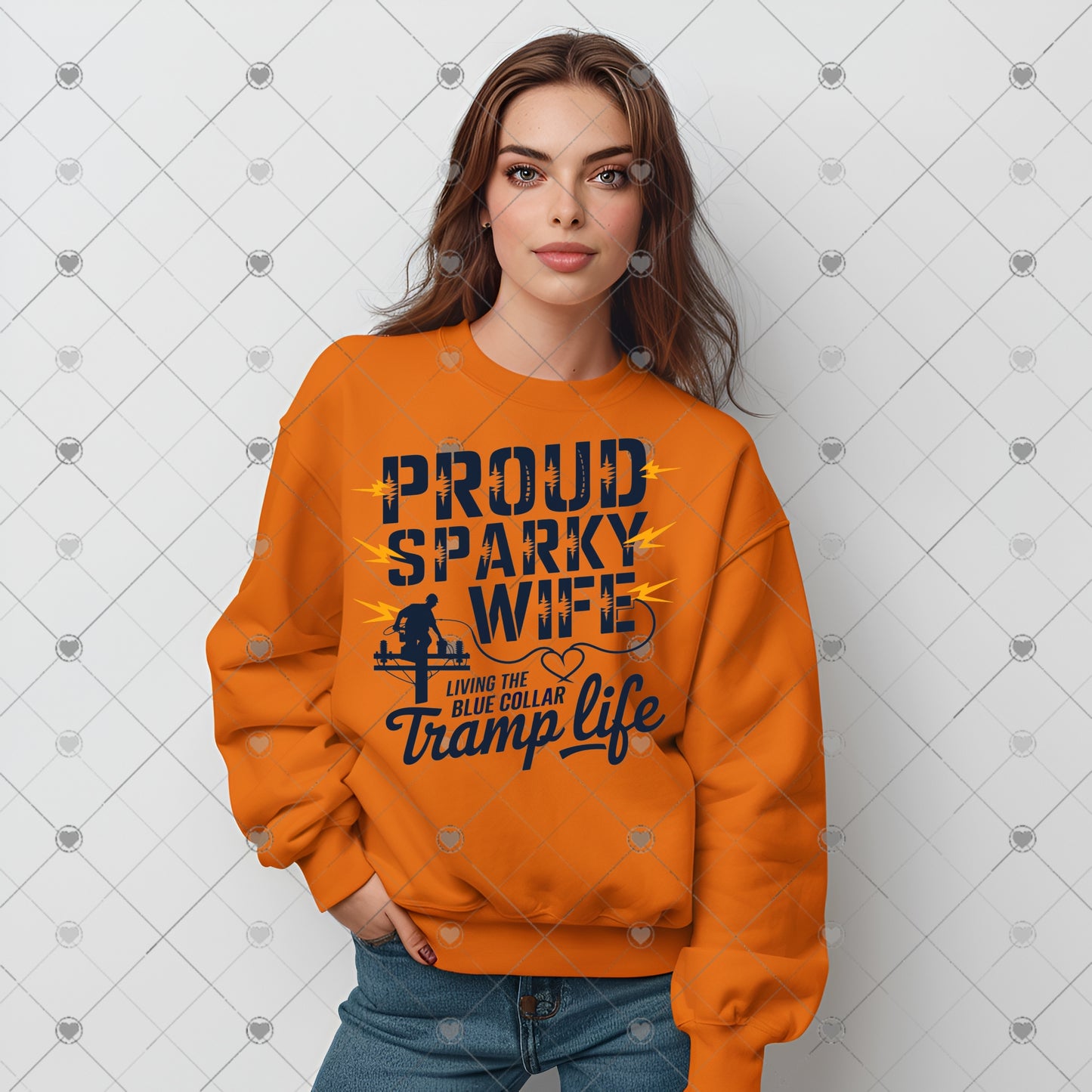 Graphic Sweatshirt for Proud Sparky Wife - Blue Collar Tramp Life