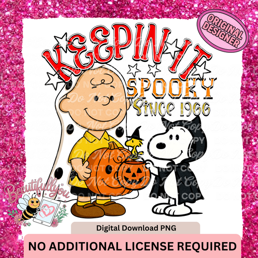 Keepin’ It Spooky Since 1966 | Halloween Peanuts Inspired PNG | Matching Sleeve Digital Download