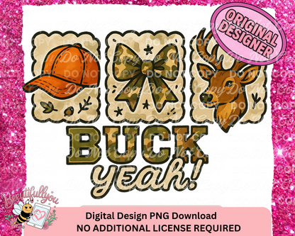 Hunting & Fishing Digital Design Bundle | 3 PNG Downloads | Buck Yeah, Gone Fishin’, Thankful for Hunting Season
