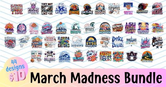 March Madness Basketball Bundle | 44 Designs | Digital Download PNG | College Hoops Sublimation