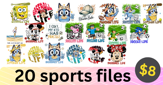 20 Sports-Themed Digital PNG Designs | Baseball, Soccer, Softball, Football & More