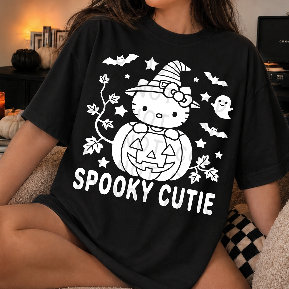 Spooky Cutie Witch Cat Halloween PNG Design