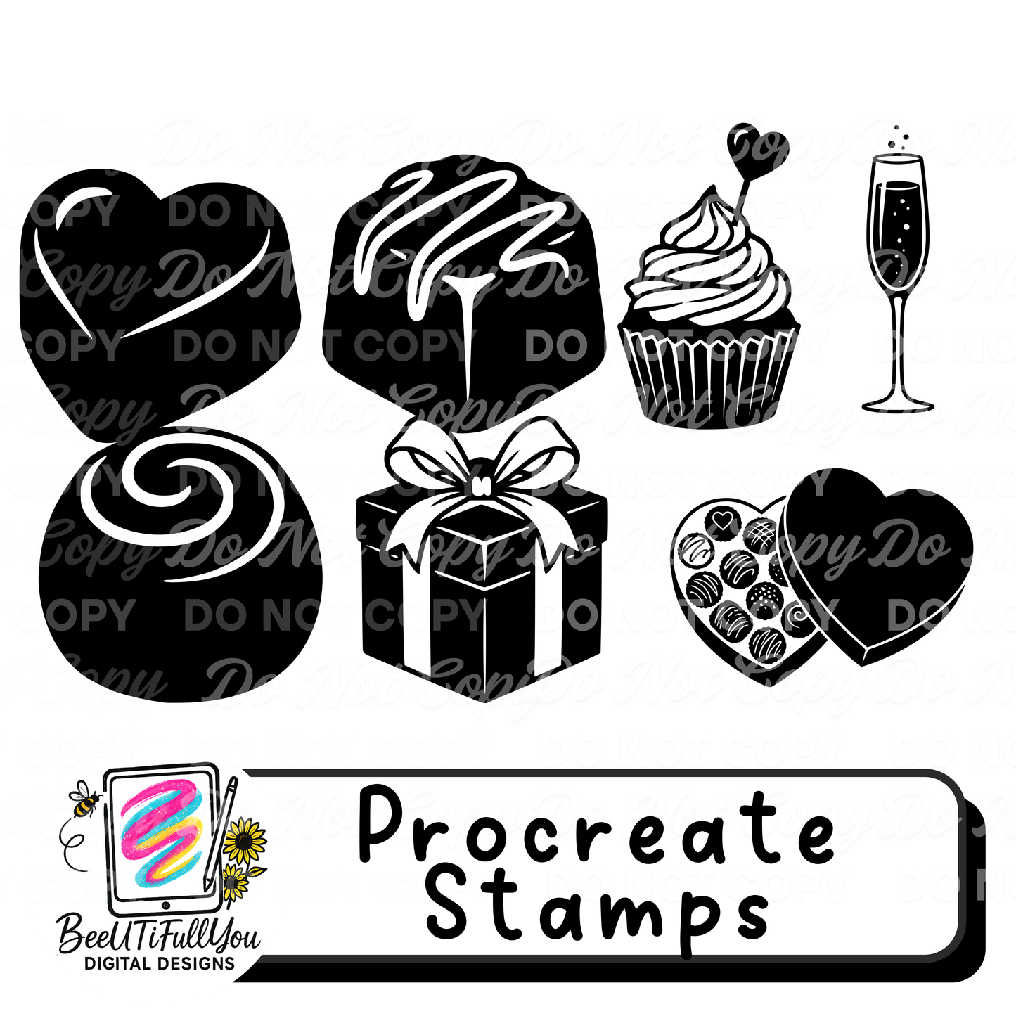 Valentine Procreate Stamp Bundle | Decorative Overlay Stamps for Procreate | Love & Heart Elements