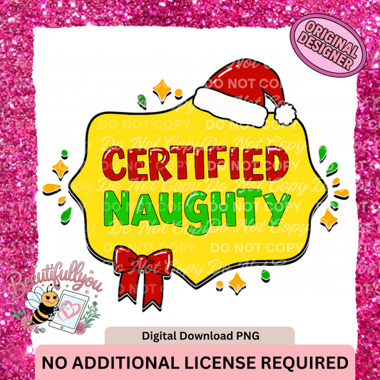 Certified Naughty PNG | Fun Christmas Badge Sublimation Design
