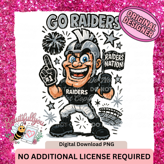 Go Raiders Custom Mascot PNG – Raiders Nation School Spirit Digital Download