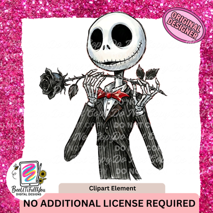 Valentine Nightmare Clipart Pack,  Gothic Valentine Clipart Elements Download