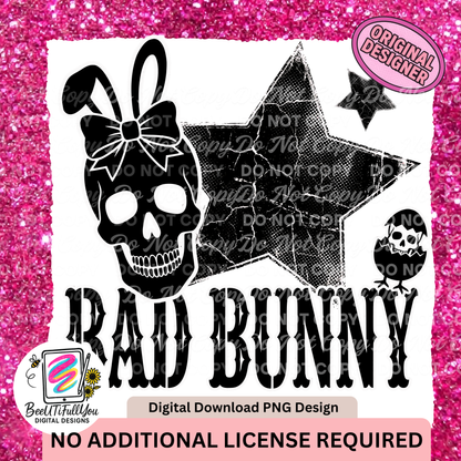 Bad Bunny Skull PNG | Spooky Bunny Digital Download | Gothic Easter PNG | Sublimation Design | Dark Aesthetic PNG