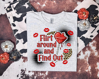 Flirt Around and Find Out Digital Design | Valentine's Day PNG Download | Lollipop & Lips Pop Art