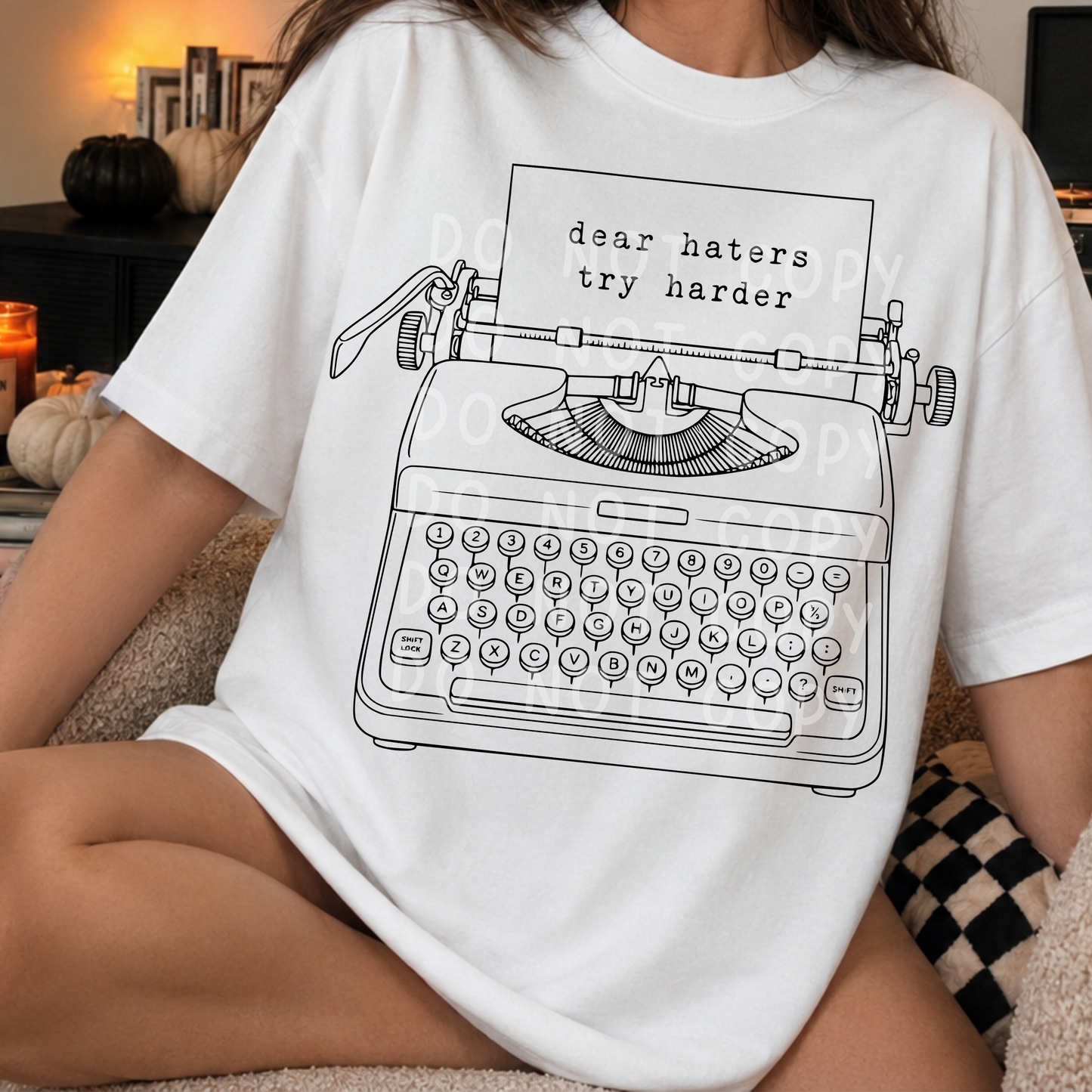 Dear Haters Try Harder PNG | Typewriter Shirt Design | Retro Snarky Quote PNG | Black & White Design Bundle | Commercial Use Digital Download