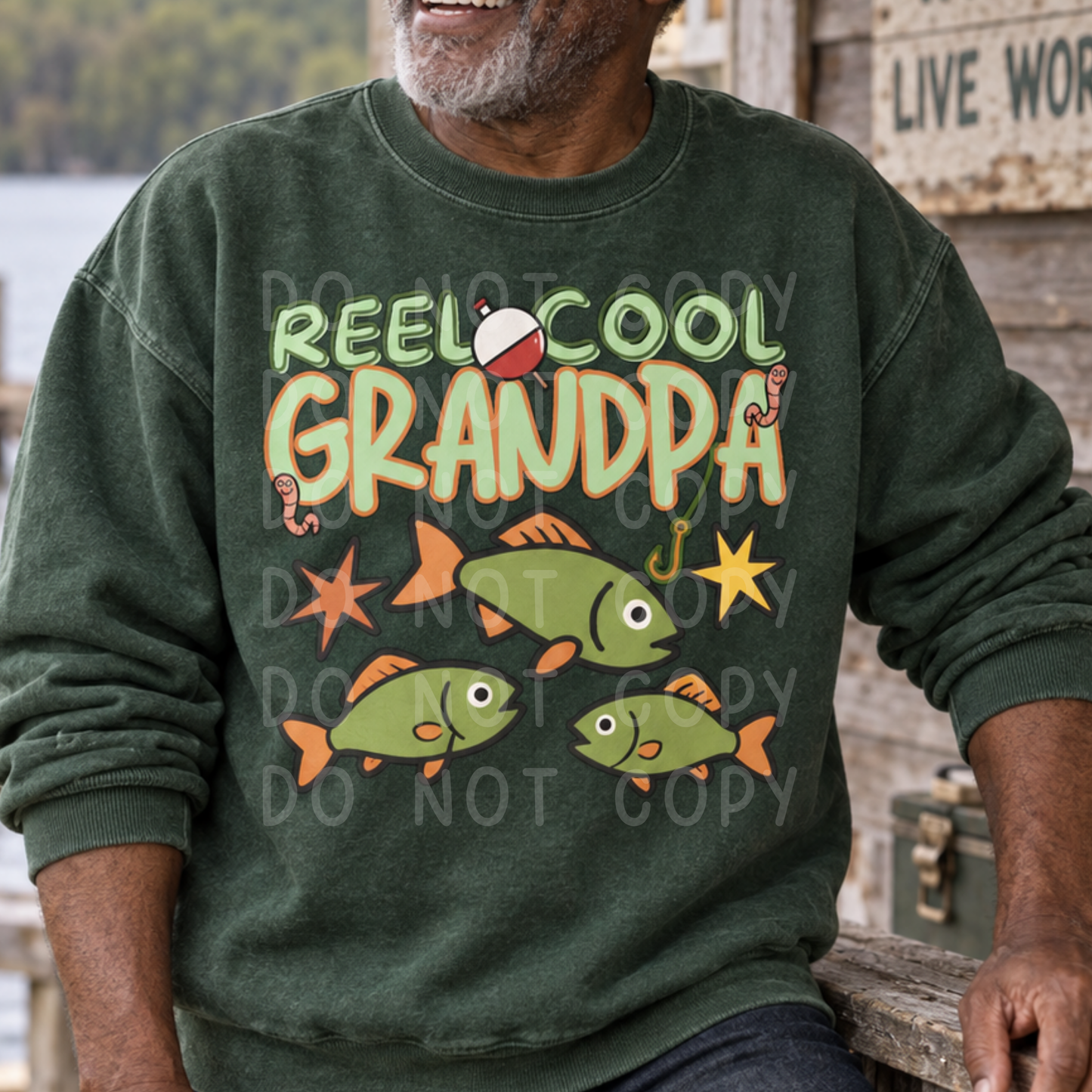 Reel Cool Grandpa Fishing PNG Design