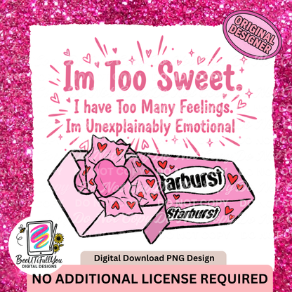 Sweet Valentine Candy Pun Design Bundle | 6 PNG Valentine Shirt Designs | Commercial Use | No License Required