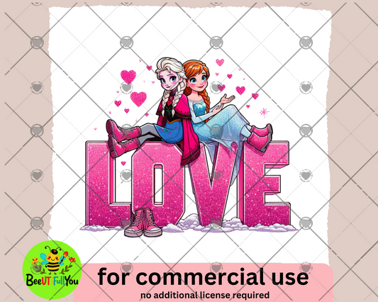 Frozen Sisters Love - Commercial Use PNG