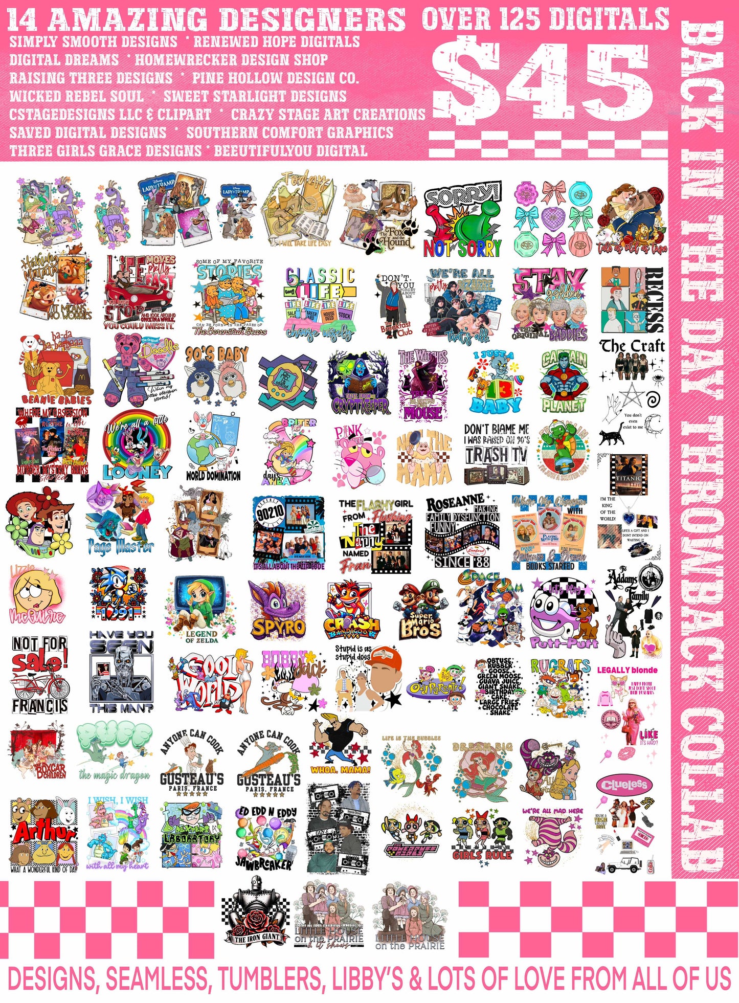 Back in the Day Throwback Collab Bundle - over 125 Digital Designs, 14 Amazing Designers, Designs, Seamless, Tumblers, Libbys & More