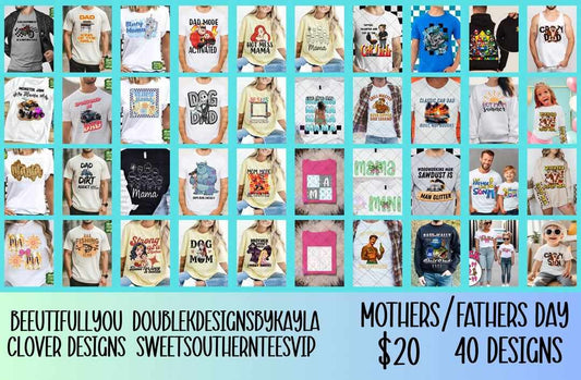 Mother's & Father's Day Design Bundle – 40 Designs for $20 | Instant Download