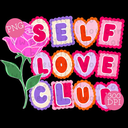 Self Love Club Valentine's Bundle | PNG Designs, Seamless Pattern & Tumbler Wrap