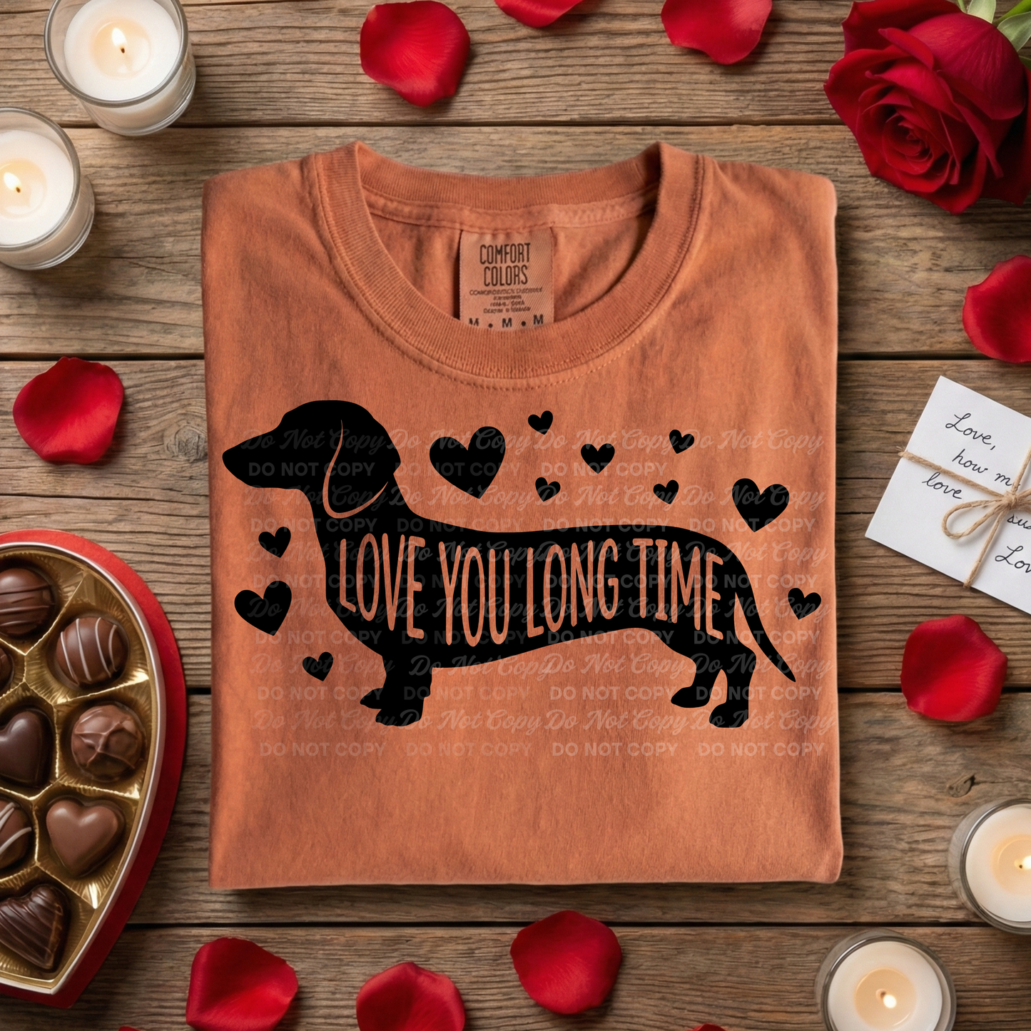 Love You Long Time Dachshund Design | Dog Valentine SVG +  PNG | Canva Frame Color-Change Design | Physical Products Only