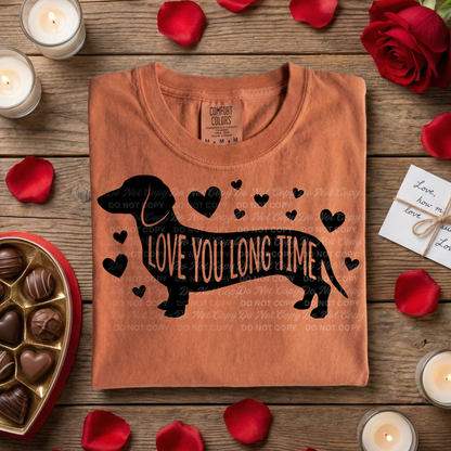Love You Long Time Dachshund Design | Dog Valentine SVG +  PNG | Canva Frame Color-Change Design | Physical Products Only