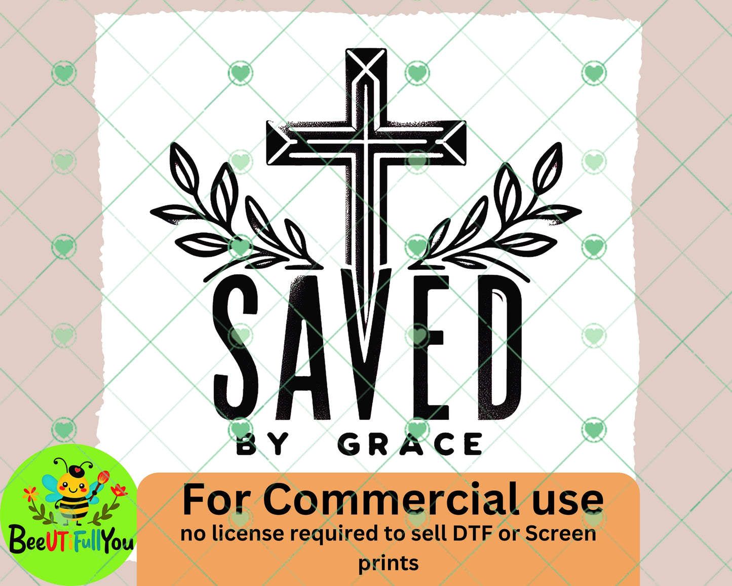 Saved by Grace PNG Design | Religious Cross Sublimation Artwork