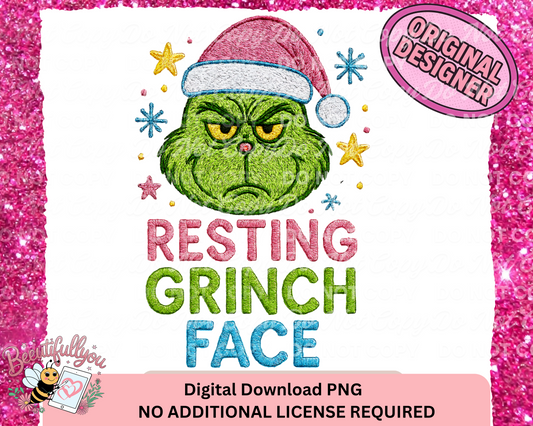 Resting Grinch Face | Funny Christmas PNG | Digital Download