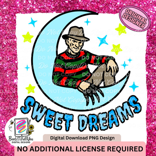 Sweet Dreams Horror PNG | Freddy Inspired Digital Download | Spooky Dream Graphic PNG | Sublimation Design