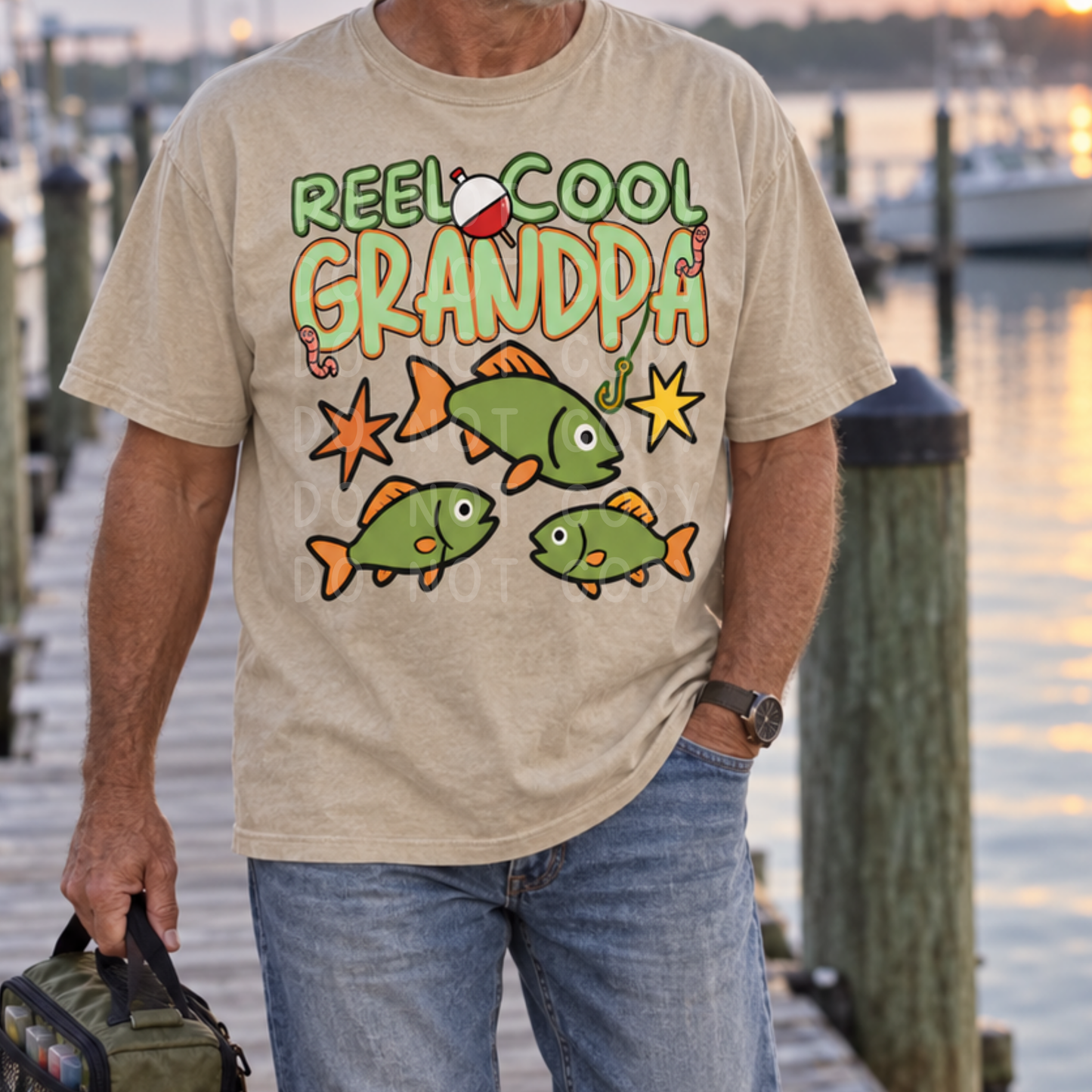 Reel Cool Grandpa Fishing PNG Design