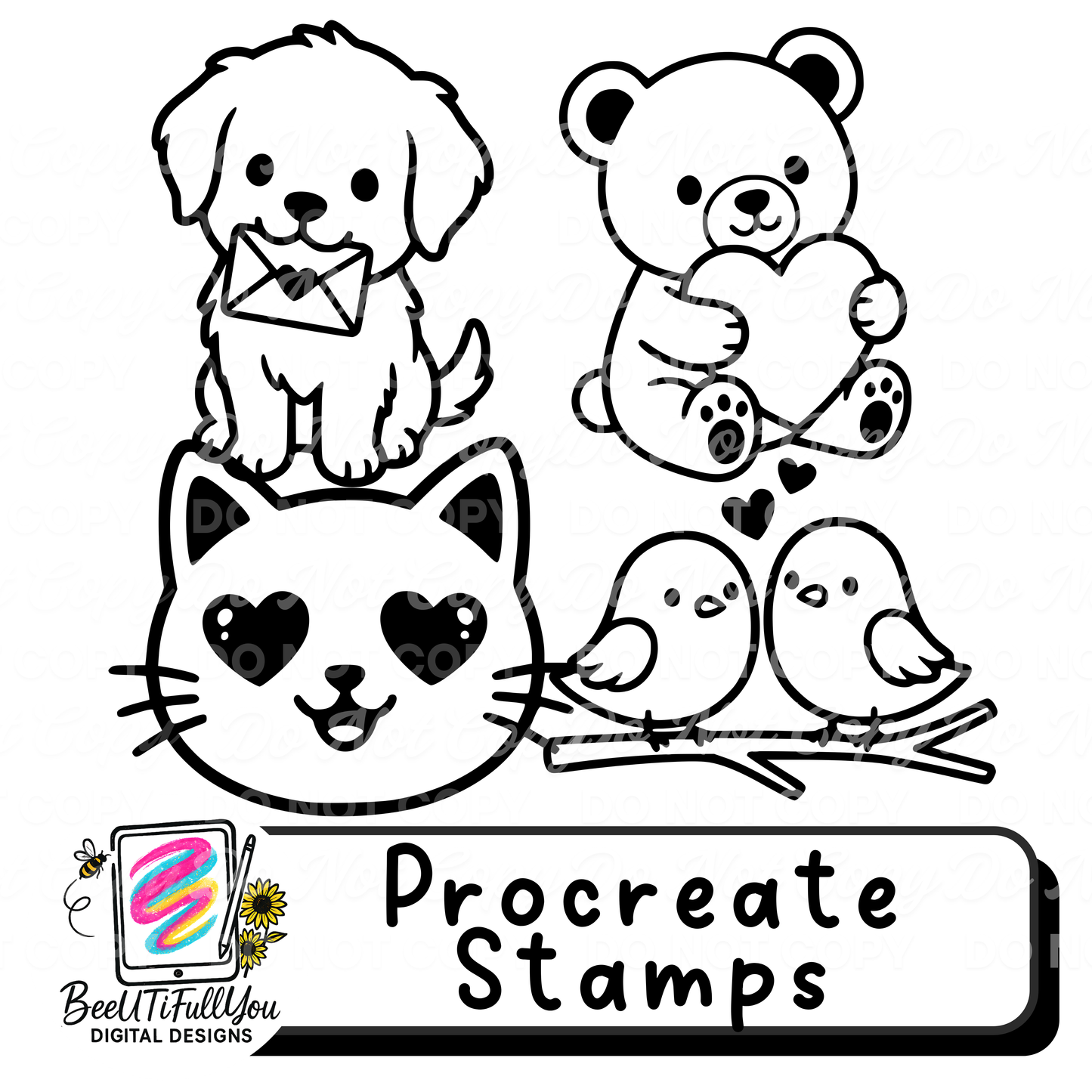 Valentine Procreate Stamp Bundle | Decorative Overlay Stamps for Procreate | Love & Heart Elements