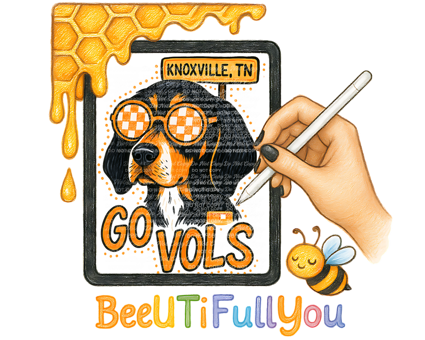 Go Vols Knoxville TN Dog PNG – Checkered Glasses Mascot Digital Download