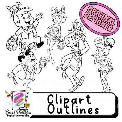 cartoon fam, Colored Clipart + Outline Clipart | BeeUTiFullYou Digital Downloads