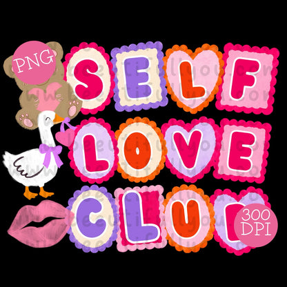 Self Love Club Valentine's Bundle | PNG Designs, Seamless Pattern & Tumbler Wrap
