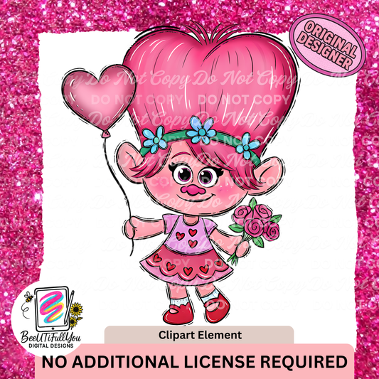 Valentine Troll Girl Clipart