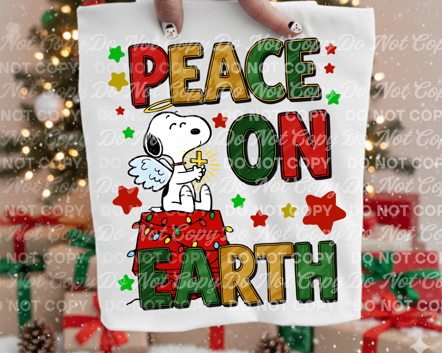 Peace on Earth Snoopy Christmas PNG | Holiday Digital Download