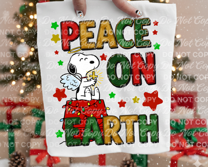 Peace on Earth Snoopy Christmas PNG | Holiday Digital Download