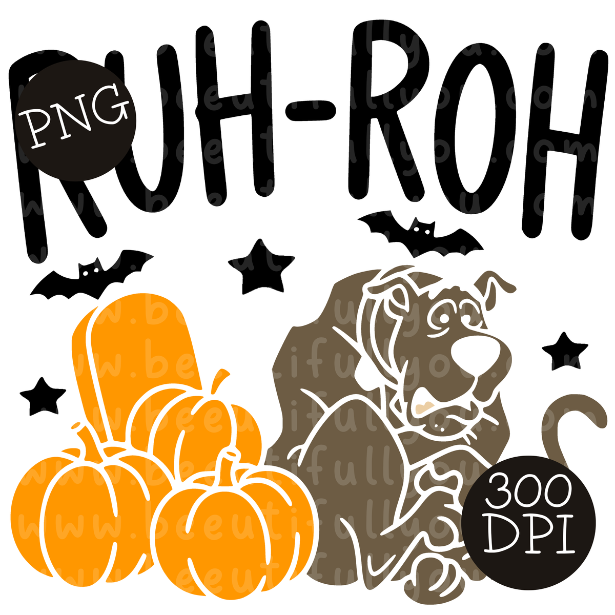 Ruh-Roh Spooky Dog Halloween PNG Design