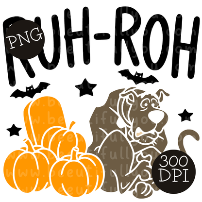 Ruh-Roh Spooky Dog Halloween PNG Design