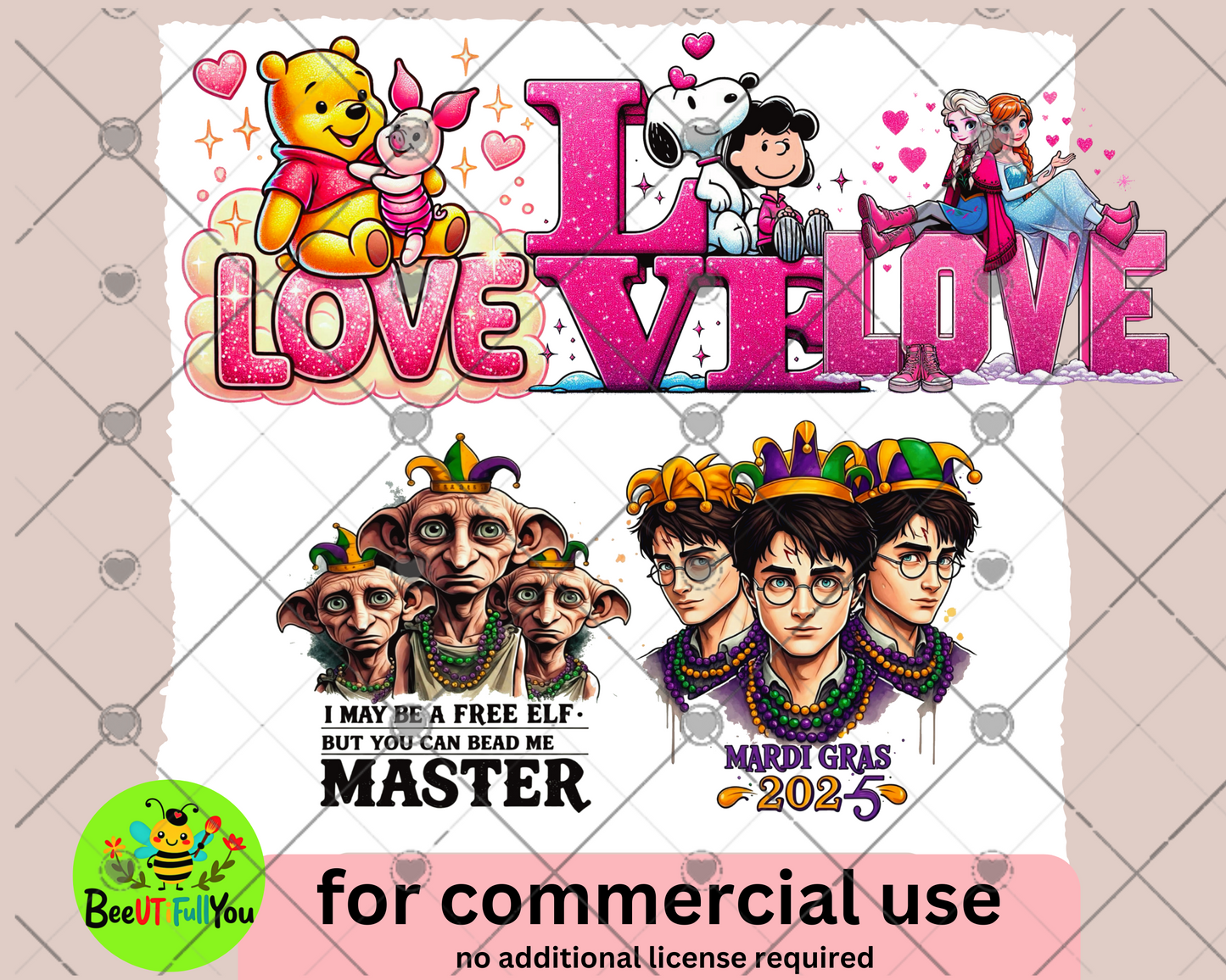Love & Mardi Gras Bundle - Commercial Use PNGs