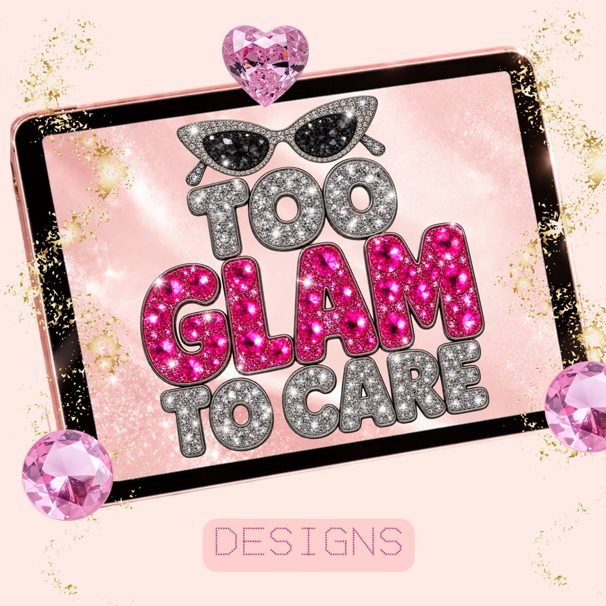 Bedazzled EVERYTHING Digital Mega Bundle | 41+ Digital Assets | Rhinestone Designs, Clipart, Seamless Patterns, Backgrounds & Font