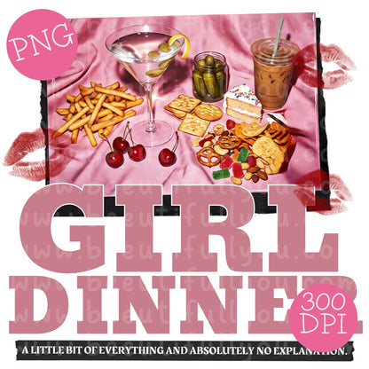 Girl Dinner Pink Snack Collage PNG Design