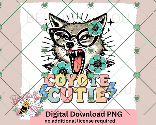 Coyote Cutie PNG – Retro Wildflower Cowgirl Style