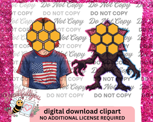 Patriotic Stranger-Inspired Clipart – 2 Piece Digital Download Set