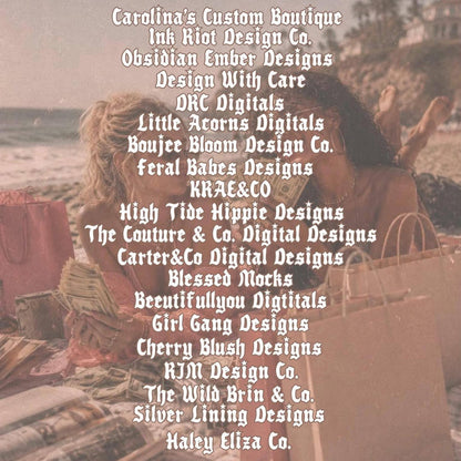 Broke Bitches Summer Collab Bundle | 56 PNG Designs | 28 Clipart | 19 Seamless Files | 33 Mockups | Alpha Sets & More