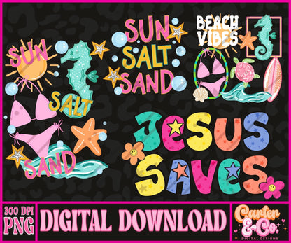 Broke Bitches Summer Collab Bundle | 56 PNG Designs | 28 Clipart | 19 Seamless Files | 33 Mockups | Alpha Sets & More