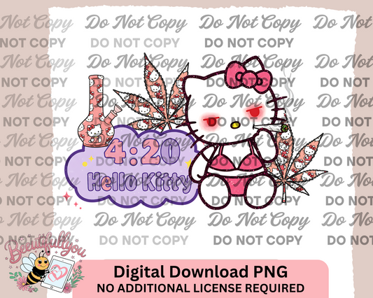 4:20 Hello Kitty PNG - Stoner Cute Graphic