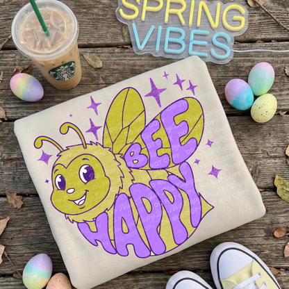 Bee Happy PNG | Cute Bee Illustration | Happy Bee Design | Colorful Whimsical Bee Art | Digital Download