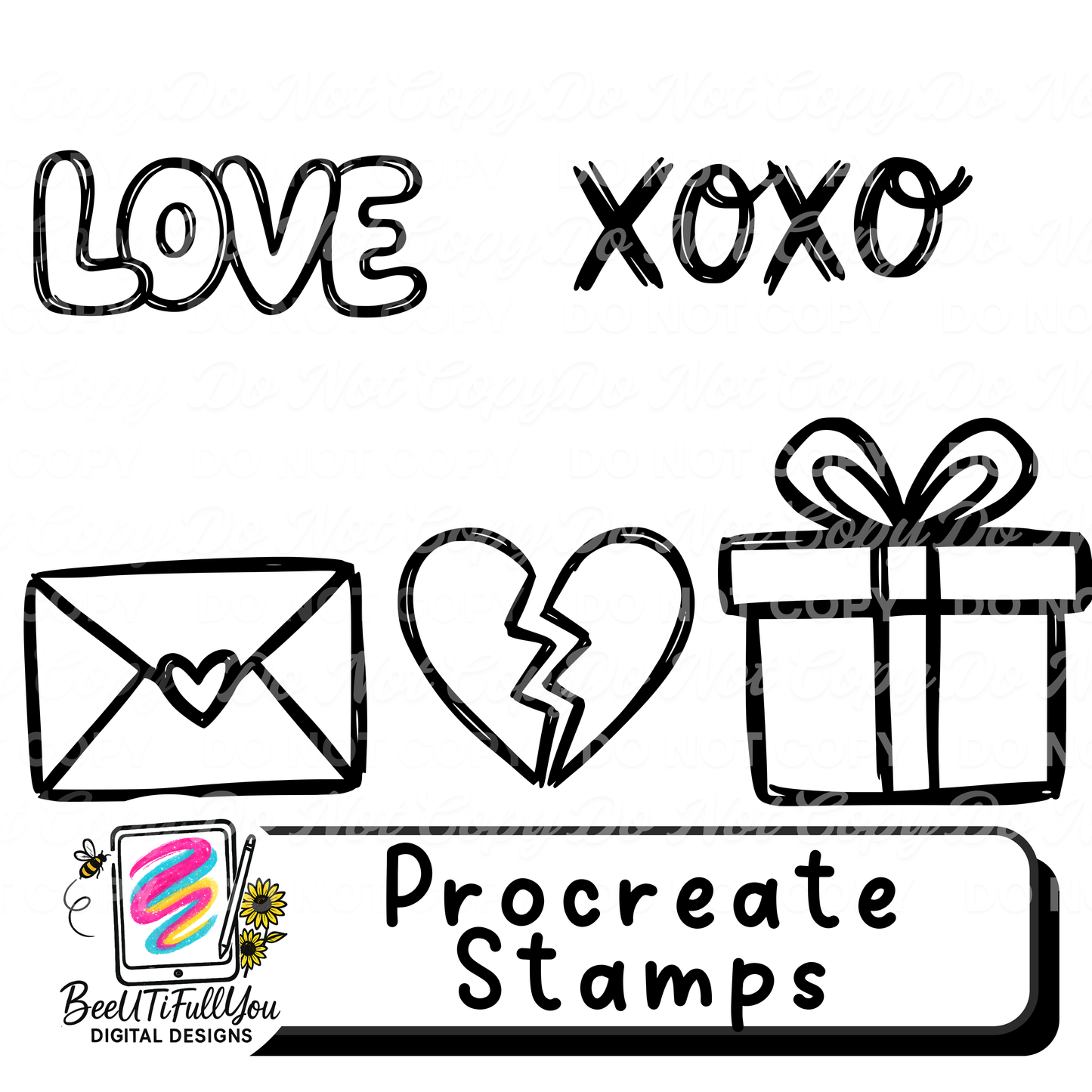 Valentine Procreate Stamp Bundle | Decorative Overlay Stamps for Procreate | Love & Heart Elements