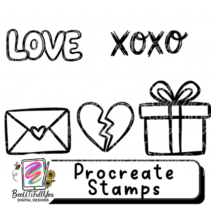 Valentine Procreate Stamp Bundle | Decorative Overlay Stamps for Procreate | Love & Heart Elements