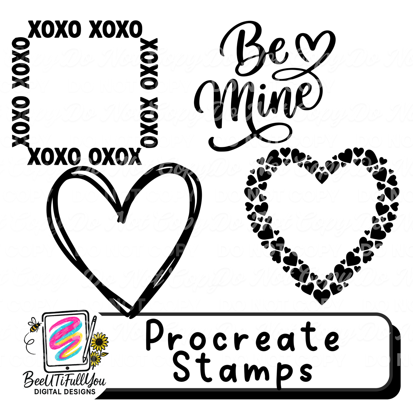 Valentine Procreate Stamp Bundle | Decorative Overlay Stamps for Procreate | Love & Heart Elements