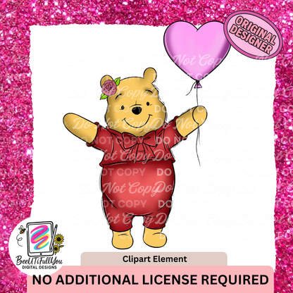 Valentine Balloon Animals Clipart Pack • 4 Cute Character Elements • Digital Download PNG •