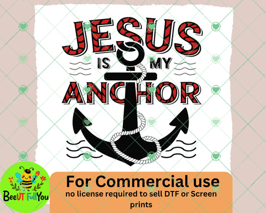 Jesus Is My Anchor" Nautical Faith-Inspired PNG Design