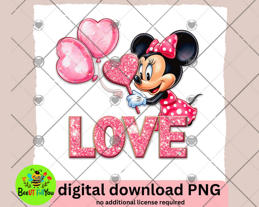 Adorable Minnie-Inspired Glitter Love